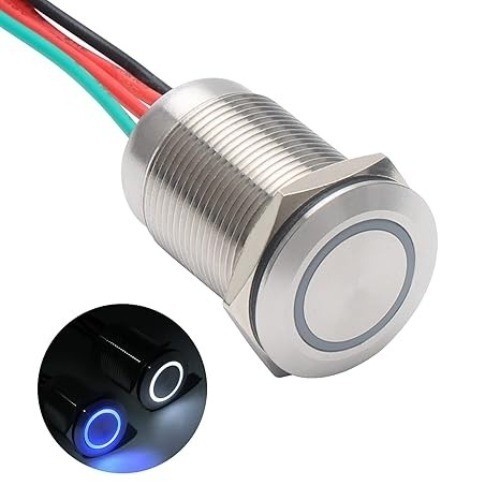 Stepless Touch Switch 19mm LED Dimmer Latching Switch DC 6V to 24V Blue White LE