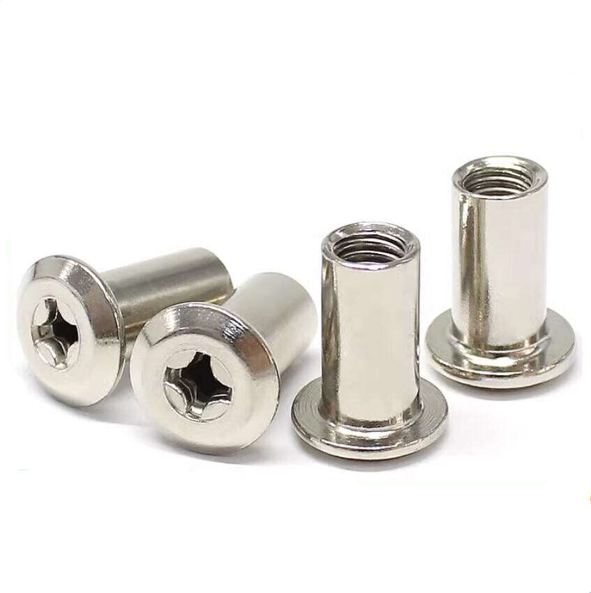 M6 M8 Plated Nickel Phillips Chamfered Furniture Nut Cross Flat Head Nuts