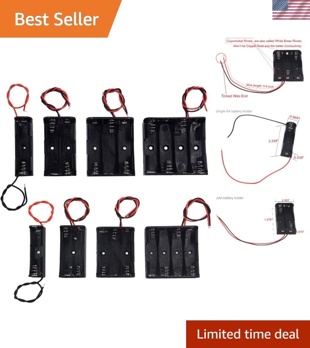 Complete Pack of 8 AA & AAA Battery Holders with Quality Tinned Wire Leads