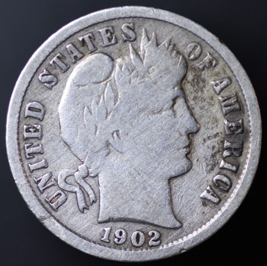 1902-S Barber Dime F 90% Silver KEY DATE (#5991)