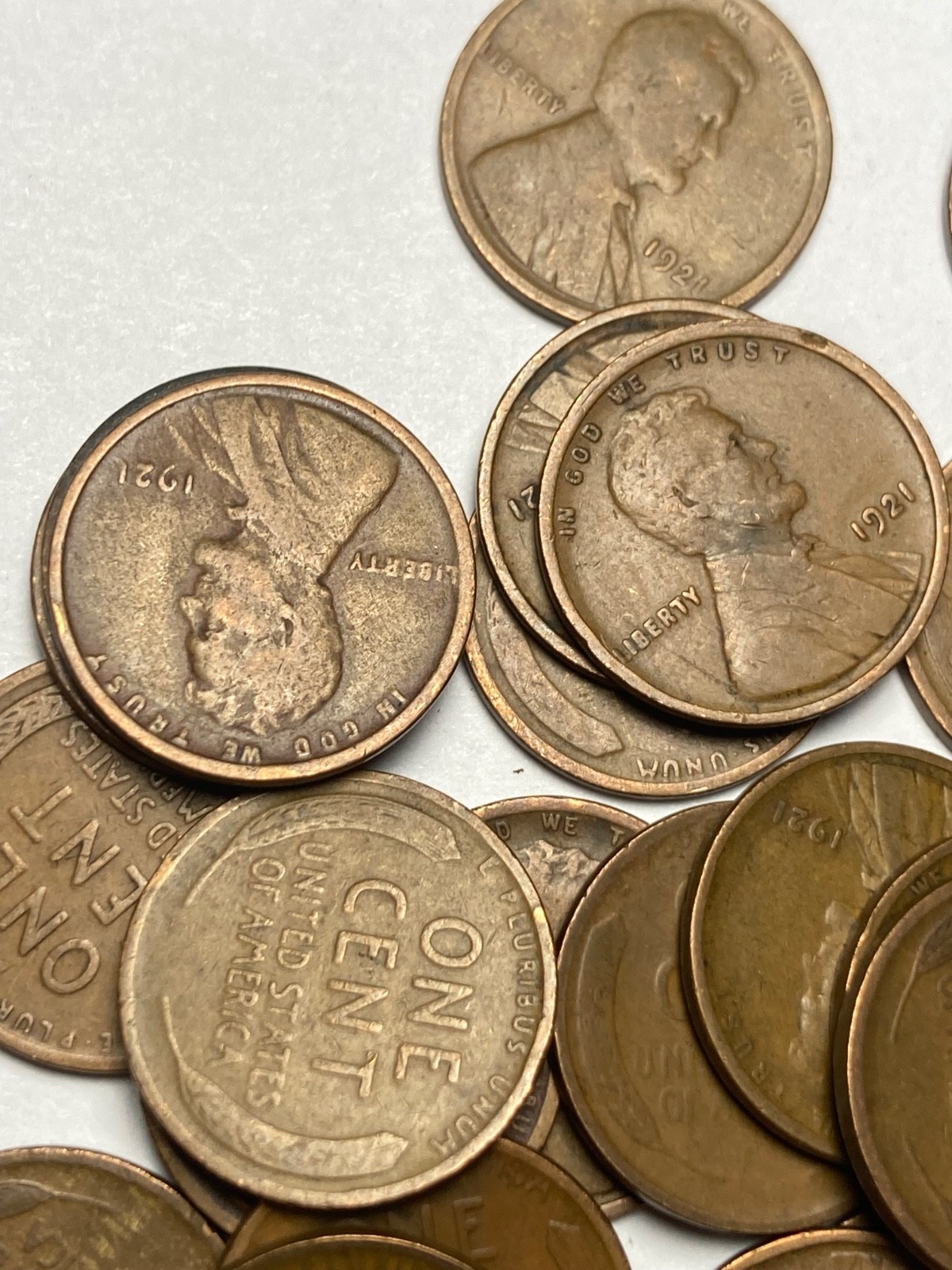 1921 (P) LINCOLN WHEAT CENT ROLL, 50 nice coins