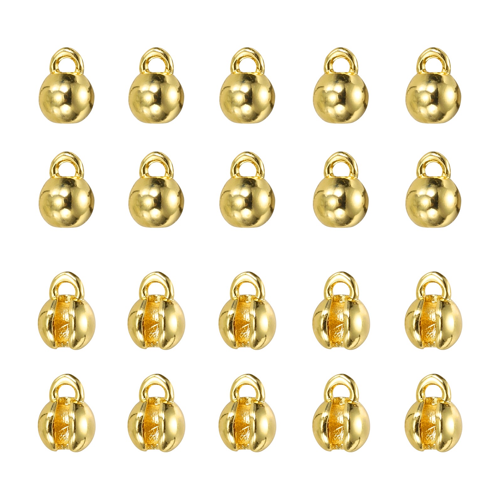 20Pcs, 1.4mm Open Bead Tips Knot Covers Gold
