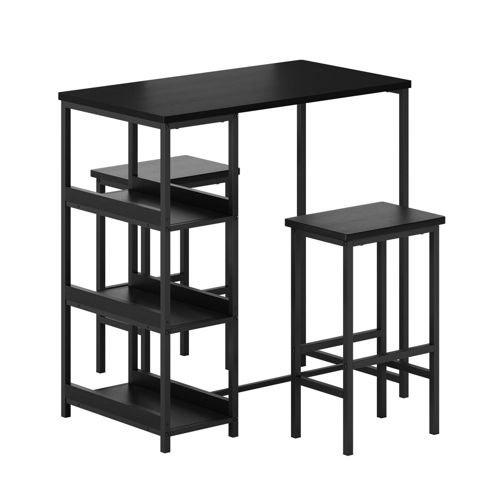 36" Dining Table Set for 2, Kitchen Table and 2 Bar Stools with Storage Shelves