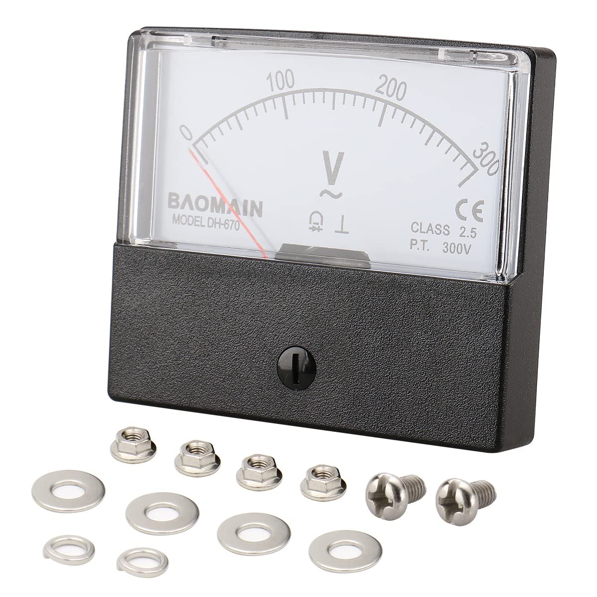 Baomain DH-670 AC 0-300V Rectangle Plastic Analog Volt Meter Panel Class Housing