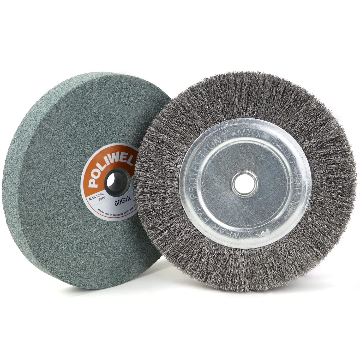 Multi-Function 6 Inch Bench Grinder Wheel & Wire Brush Set for Tools Maintenance