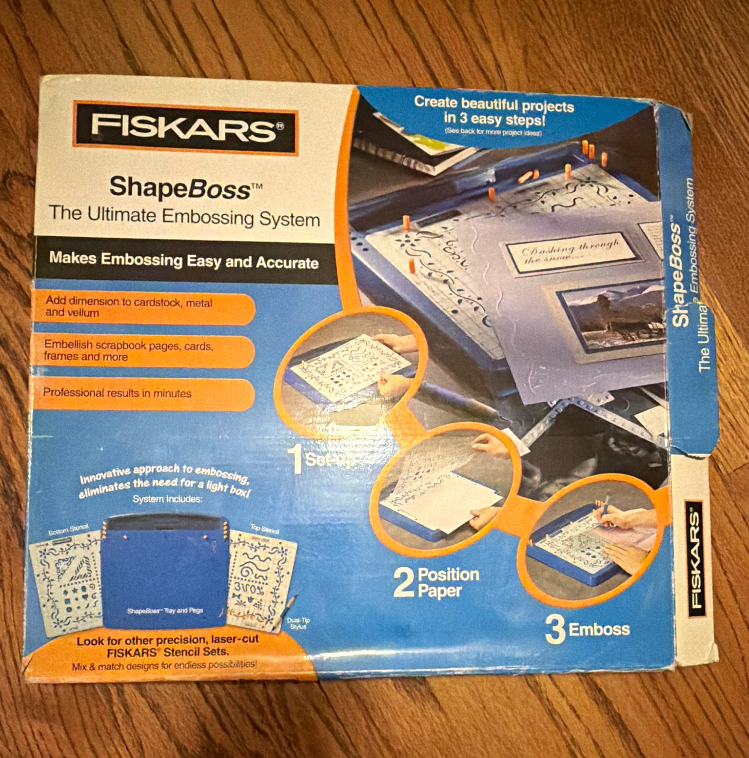 Fiskars ShapeBoss Ultimate Embossing System Tool Set w/ Case Stylus no stencil