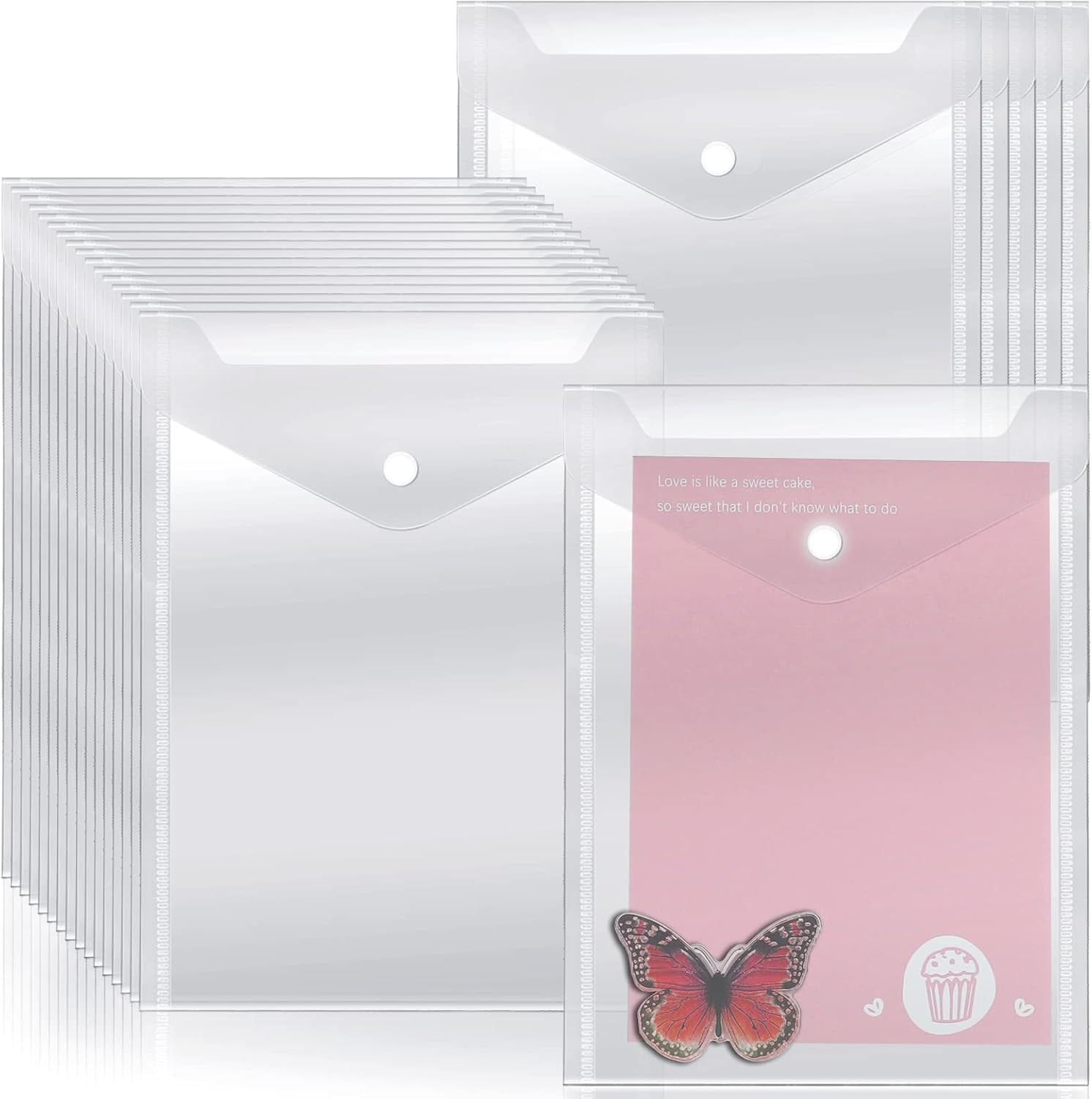 Vmiapxo 40 Pack Stamp and Die Storage Pockets (7" X 9.4") | Reusable Small Plast