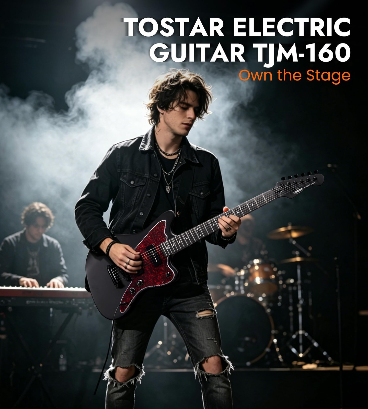 Tostar 39" Solid Body Electric Guitar for Beginner & Intermediate, P90-SBK | ...