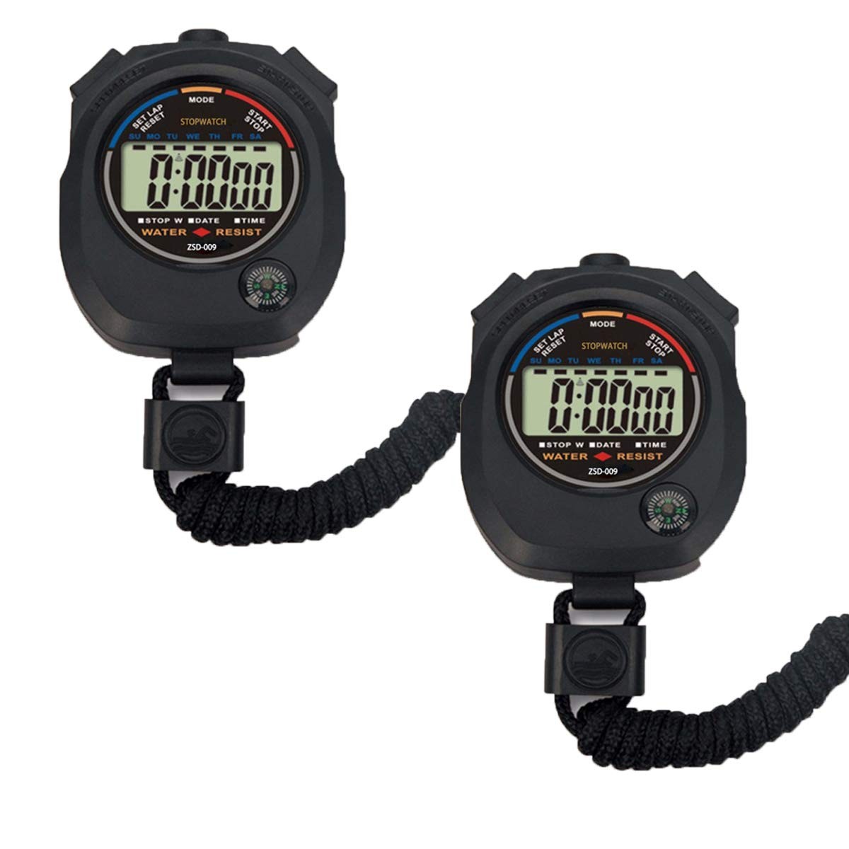 2 Pack MultiFunction Electronic Digital Sport Stopwatch Timer, Large Display ...