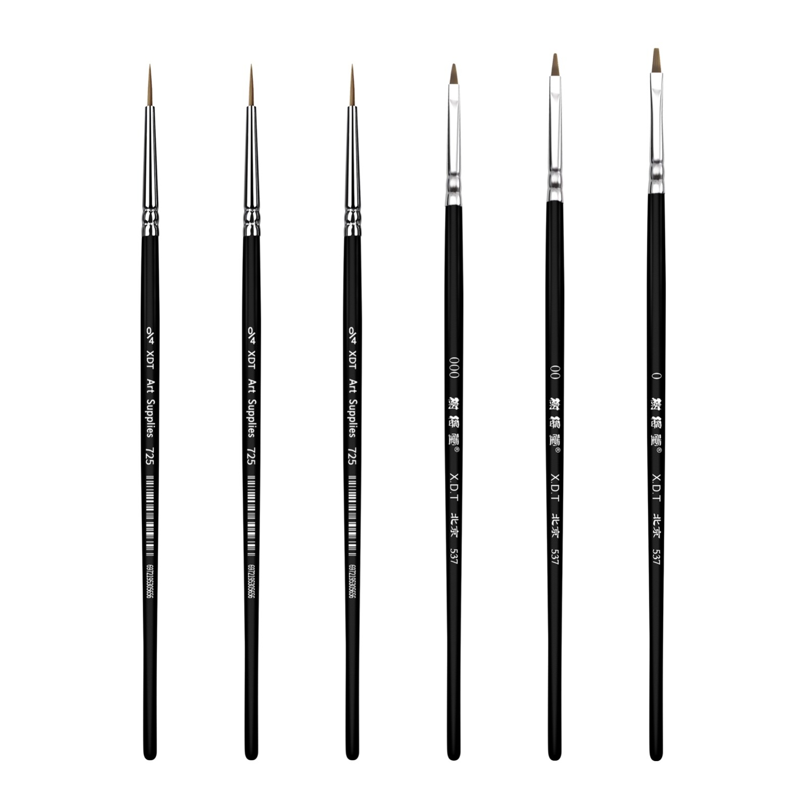 XDT#537+725 Micro Fine Flat Tip #0#00#000 & Pin Point #0000 Combo Set