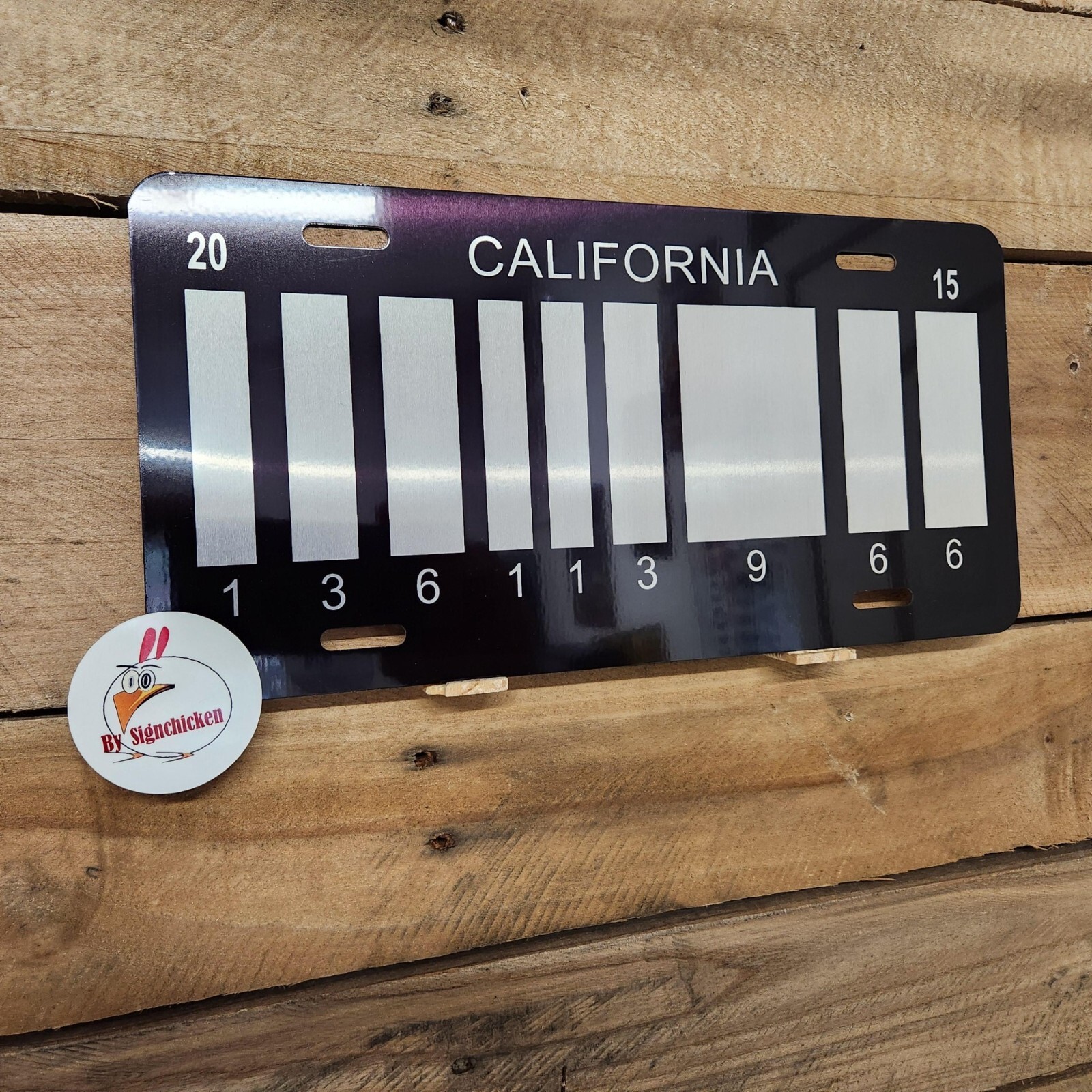 BLACK Back to the Future / Delorean /BAR CODE futuristic LICENSE PLATE,outatime