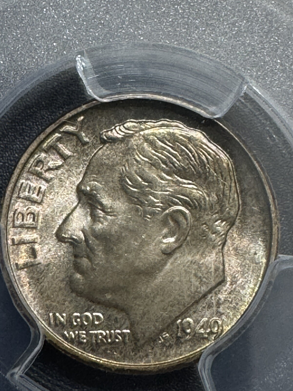 1949 Roosevelt Dime, PCGS MS66, Better Date, Pretty Toning, Free shipping