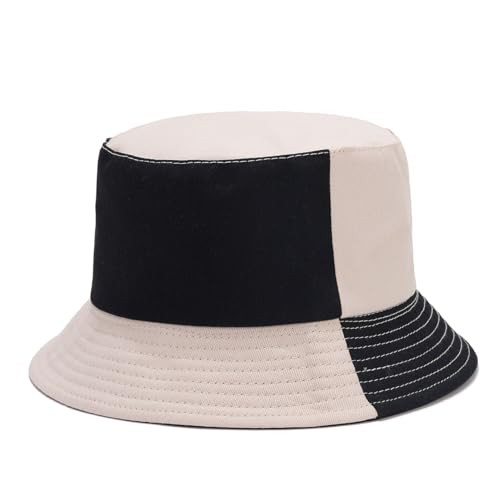 Bucket Hat for Men Women,Packable Reversible Printed Sun One Size Black Beige