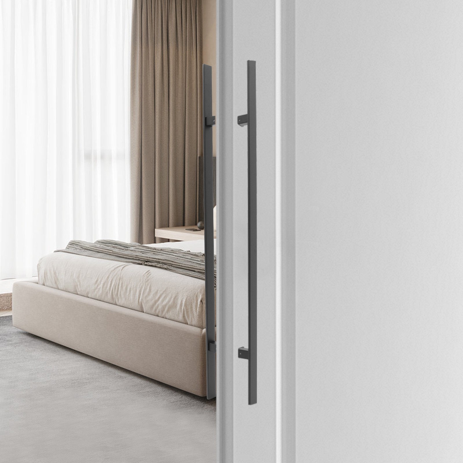 Stainless Steel Double Sided Push Pull Door Handle, H-shaped Door Pull Handle