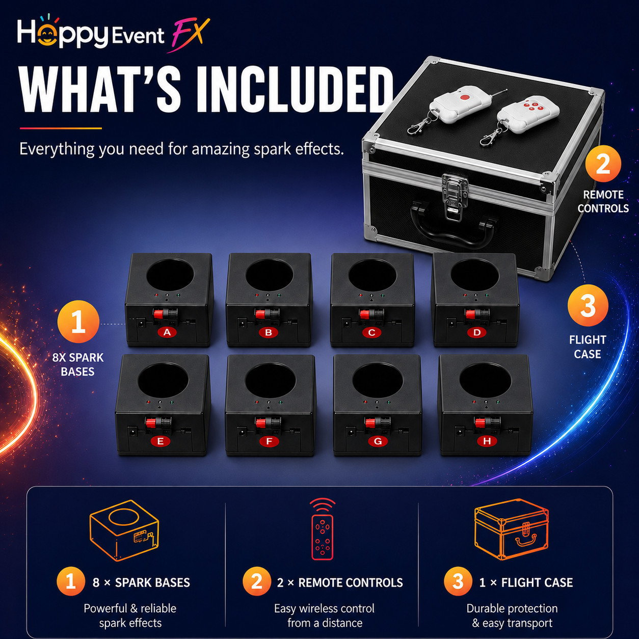 8-Pack Cold Spark Machine Full Kit