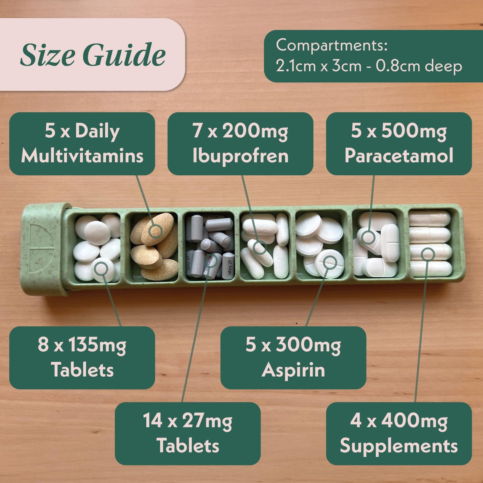 Compact 7-Day Pill Organizer with Mirror - Travel Case for Medication Storage