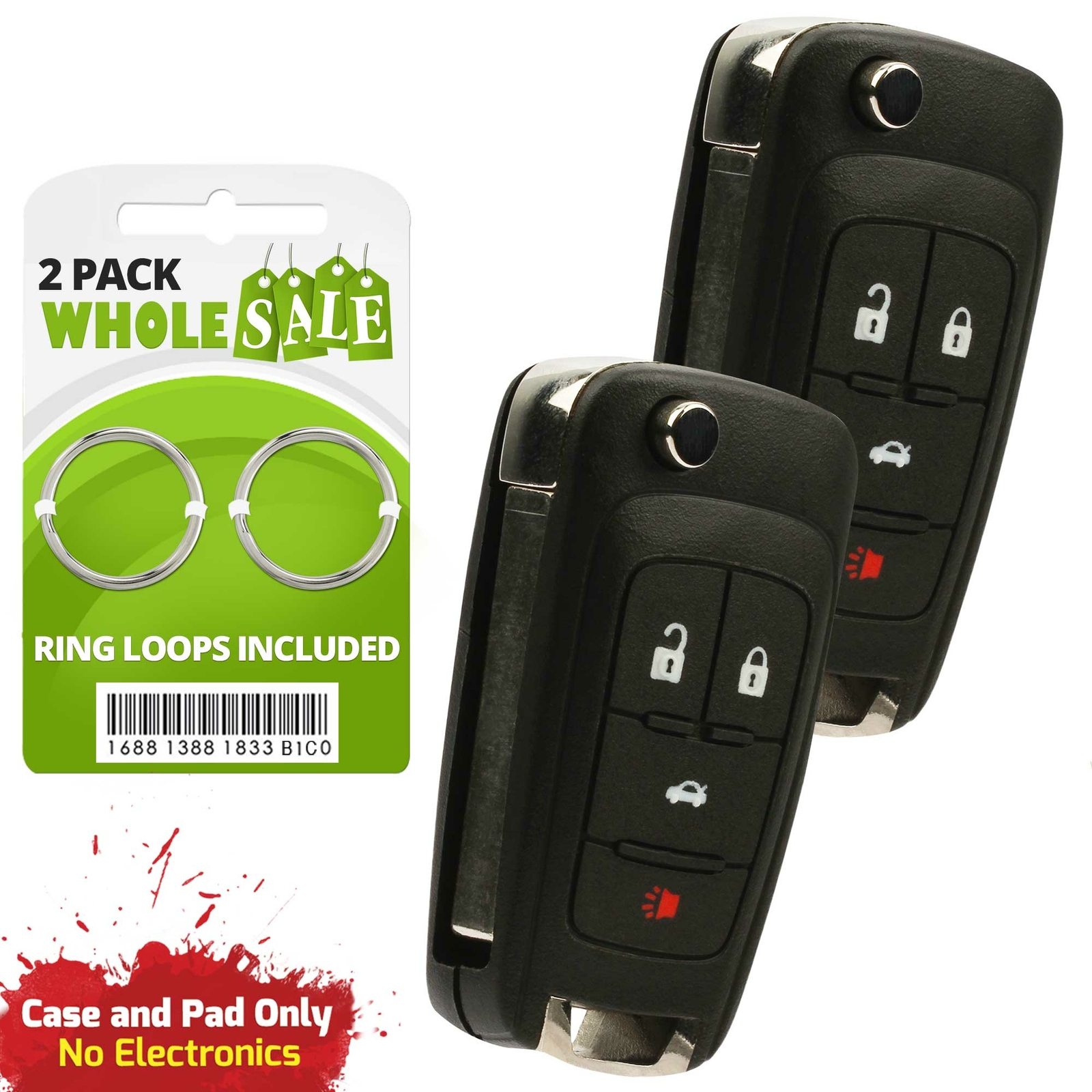2 Replacement For 2014 2015 2016 Chevrolet Impala Key Fob Remote Shell Case
