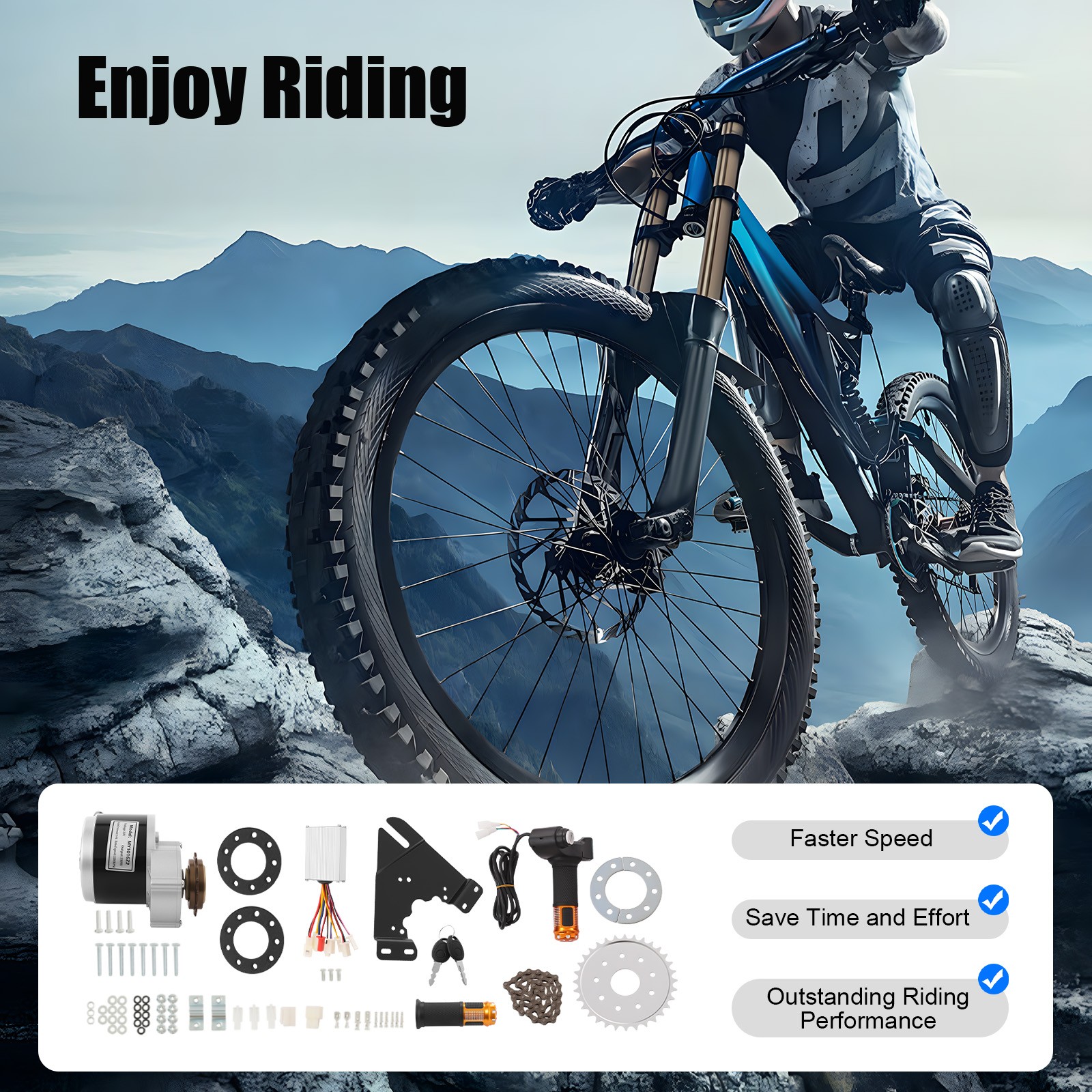 Electric Conversion Kit E-Bike Modification Kit with LED Display 24V 250W