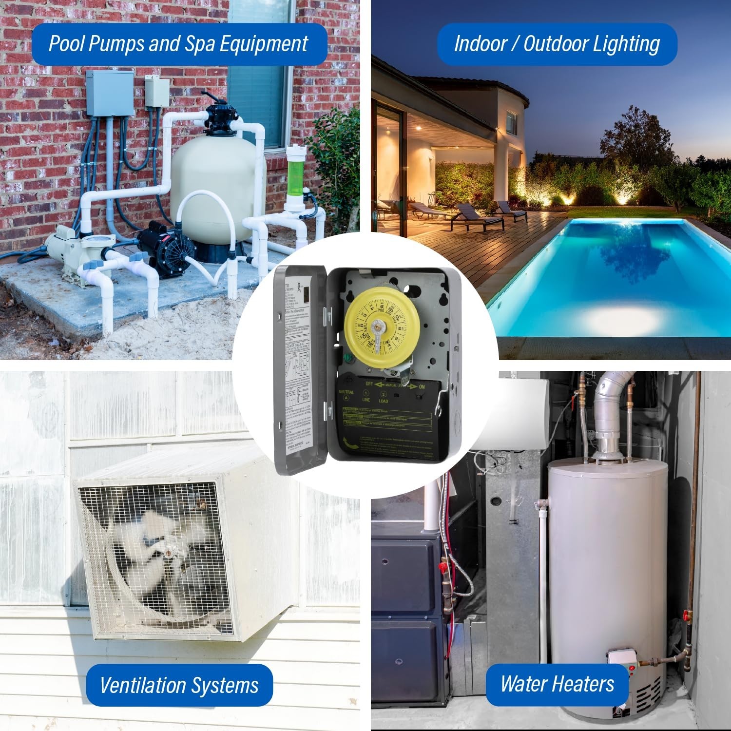 Compact T104 Mechanical Timer Switch for Efficient Lighting & Pump Management
