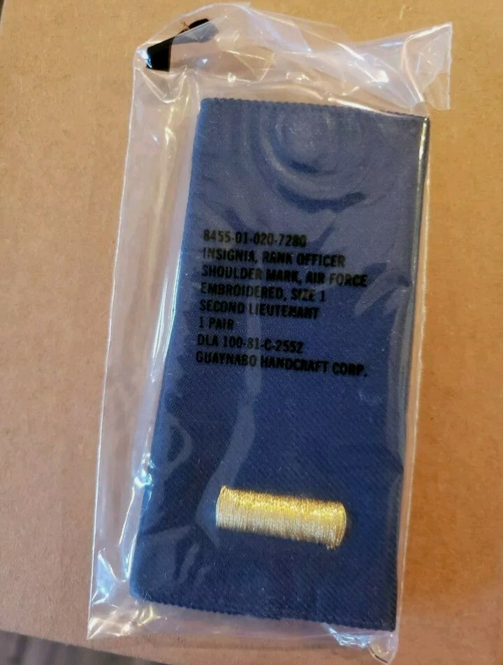 Lot of 2 US air force Second Lieutenant Shoulder Marks BLUE veteran militia