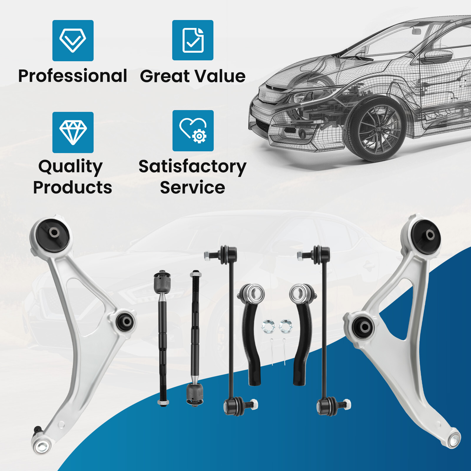 8x Front Suspension Kit Lower Control Arm Sway Bar for Nissan Altima 2015-2018