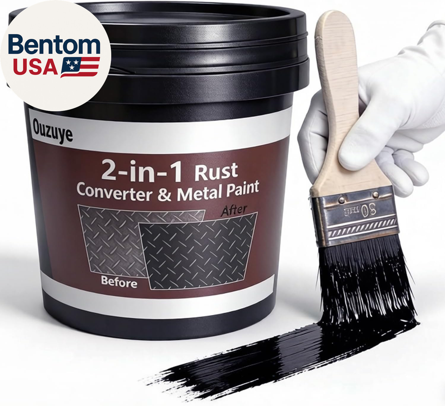 2 in 1 Rust Converter & Metal Primer, 35 Oz Black Rust Reformer Paint for Metal,