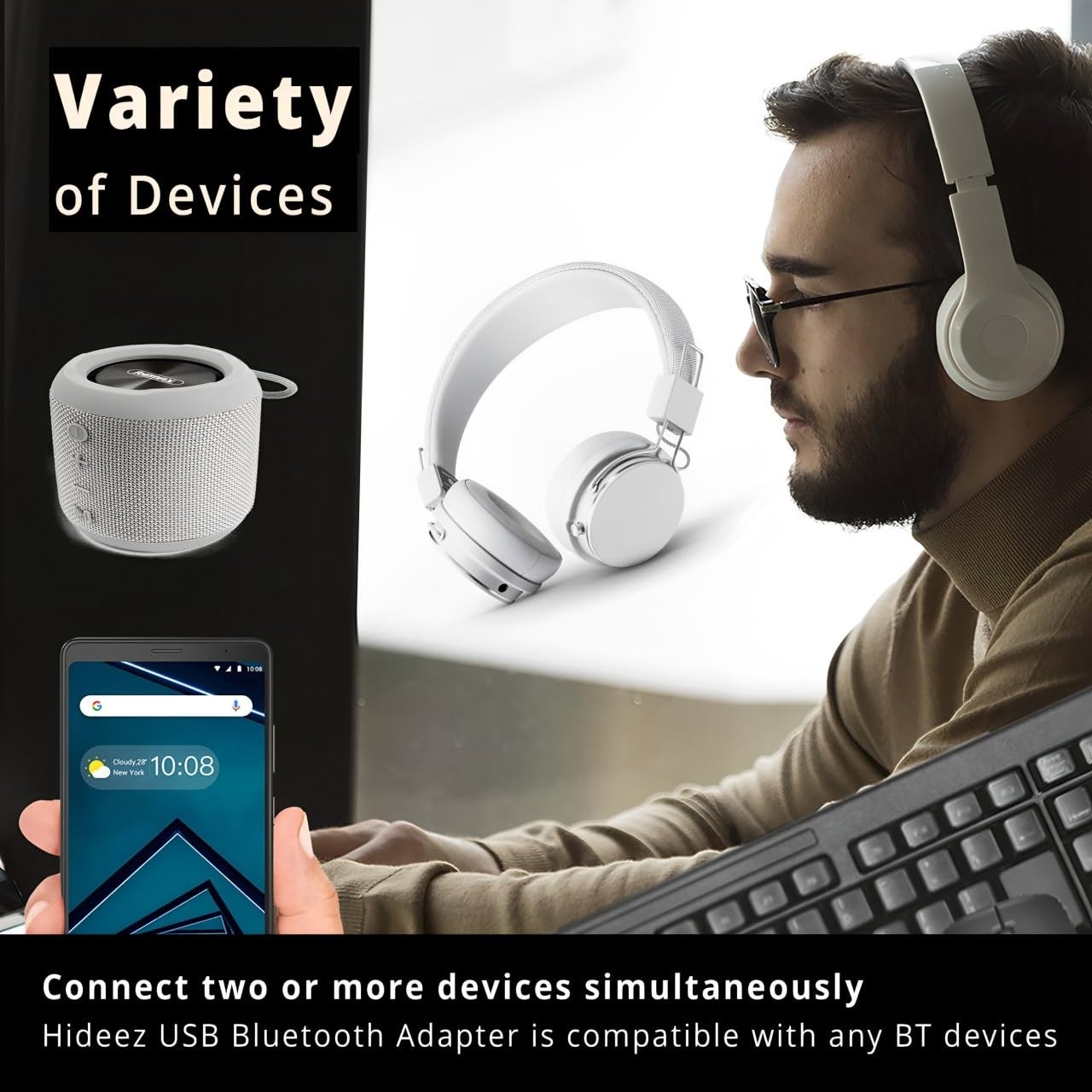 Hideez USB Bluetooth Adapter for PC, macOS, Linux, 26x16x7, BT0015-01