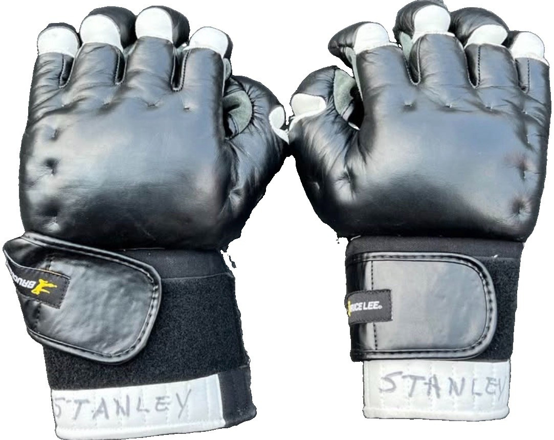 Bruce Lee Jeet Kune Do Gloves Large Black USED Mixed Martial Arts MMA Sparring