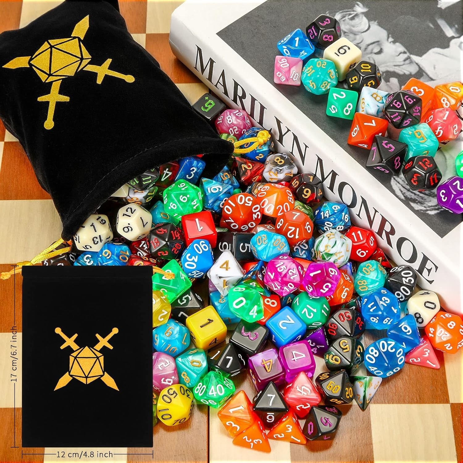 Bulk 700-Piece DND Polyhedral Dice Sets - Includes 10 Drawstring Bags!=