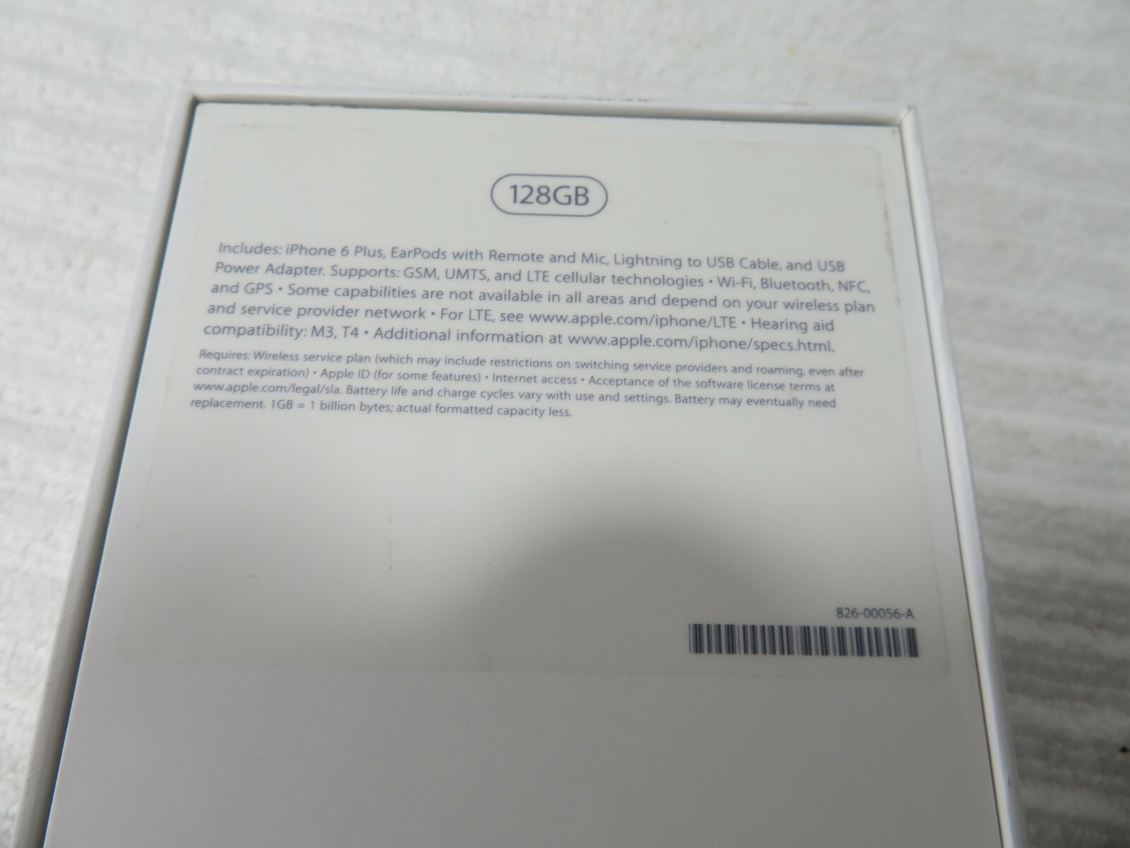 Apple iPhone 6 Plus Space Gray 128GB retail oem EMPTY BOX ONLY GUC