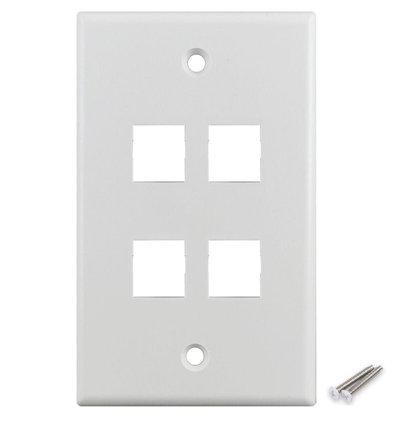 Single Gang 4 Port RJ45 Face Wall Plate Socket Keystone HDMI Cat6 Cat5e Ethernet