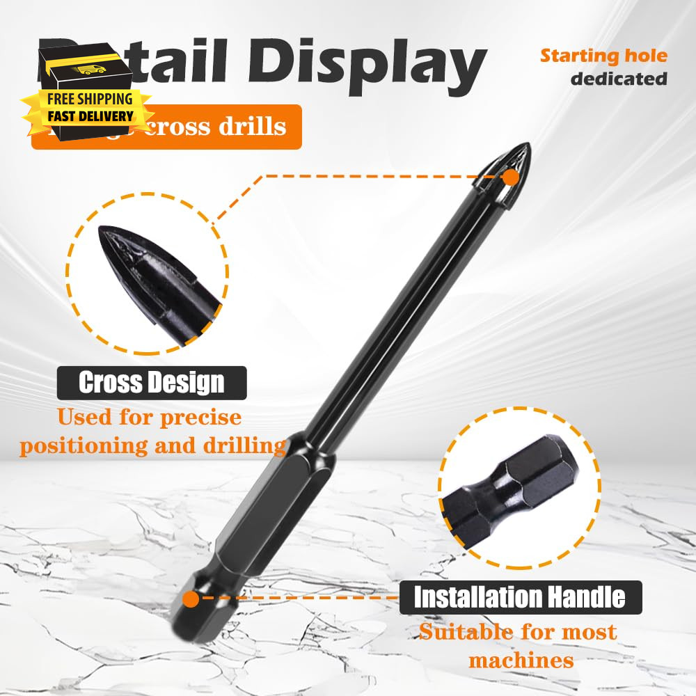 7 Pcs Diamond Drill Bits Set, Versatile Tile Drill Bits for Ceramic Glass Porcel