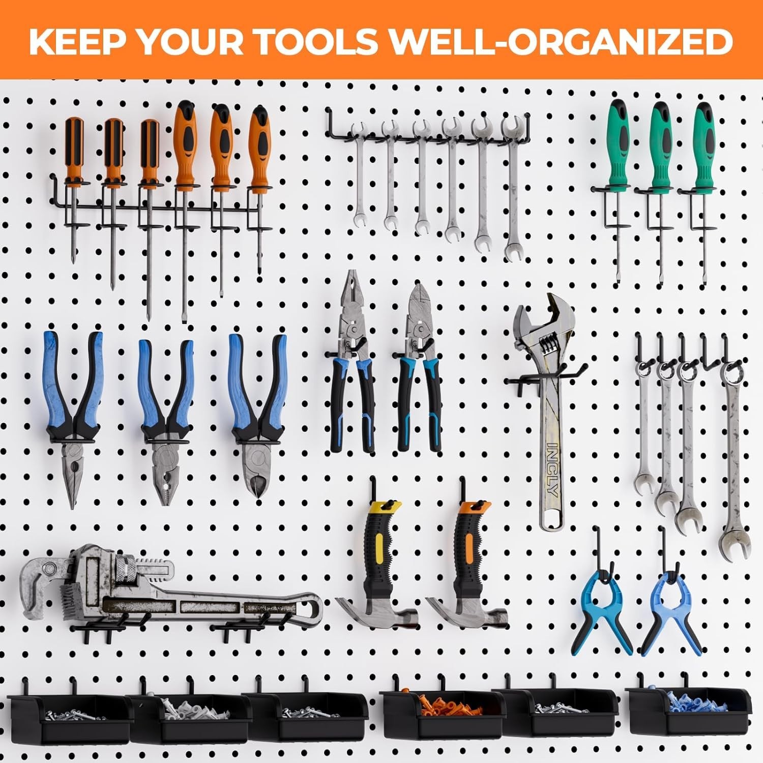 220PCS Extra Thick 1/4" Pegboard Accessories Organizer Kit, Heavy Duty Black ...