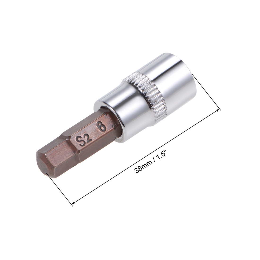 2pcs 1/4" Drive x 6mm Hex Bit Socket S2 Steel Bits CR-V Sockets 38mm