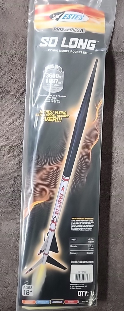 ESTES SO LONG Pro Series II #9722 New 2 Stage Model Rocket Kit Free Shipping!