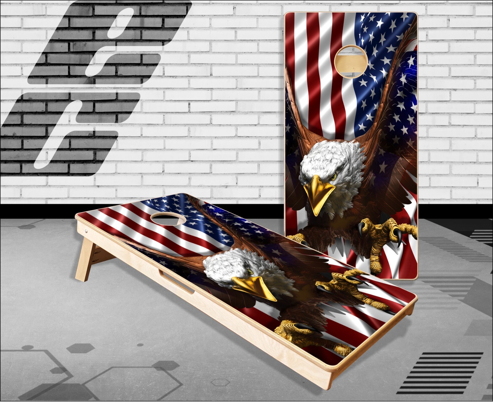 American Eagle Flight Flag Cornhole Boards Bean Bag Toss Game