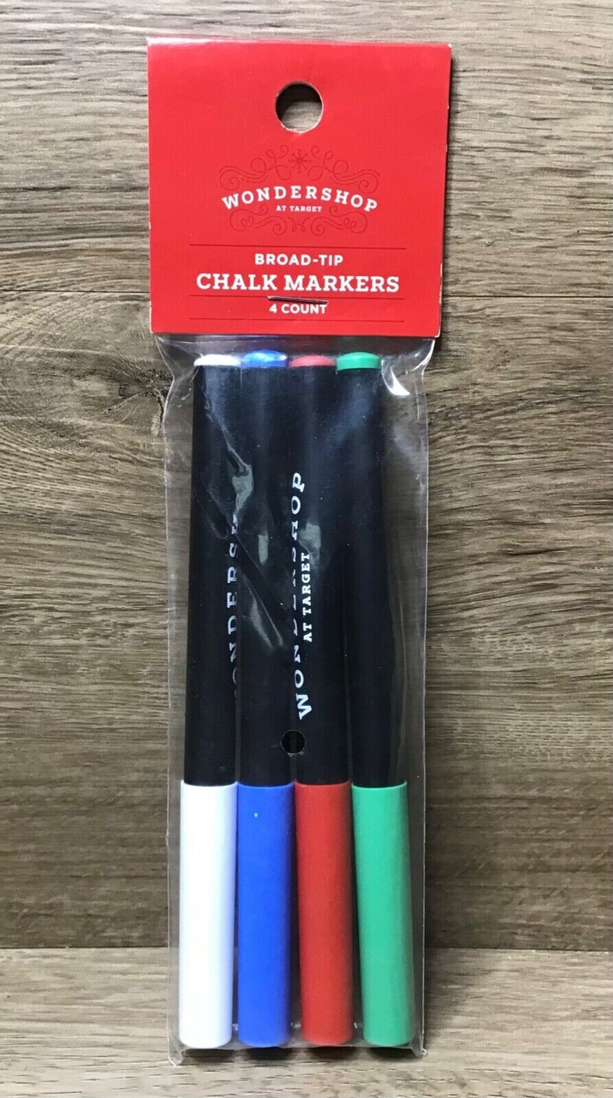 4ct Wondershop Broad-Tip Chalk Markers White Blue Red Green
