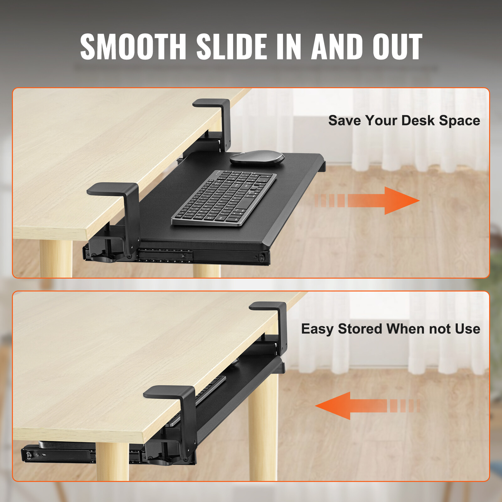 VEVOR Keyboard Tray Under Desk Pull out Keyboard/Mouse Tray with C Clamp Mount
