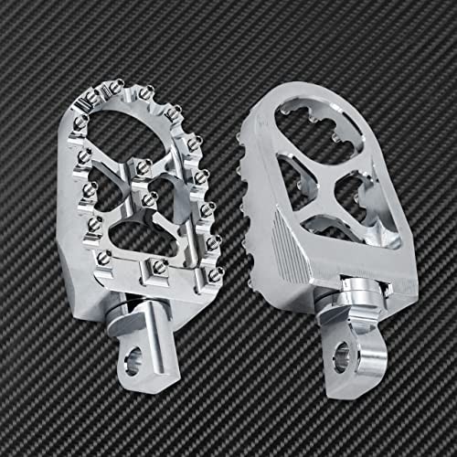 Motorcycle CNC Wide Foot Pegs 360° Roating MX Chrome with Circular Spikes