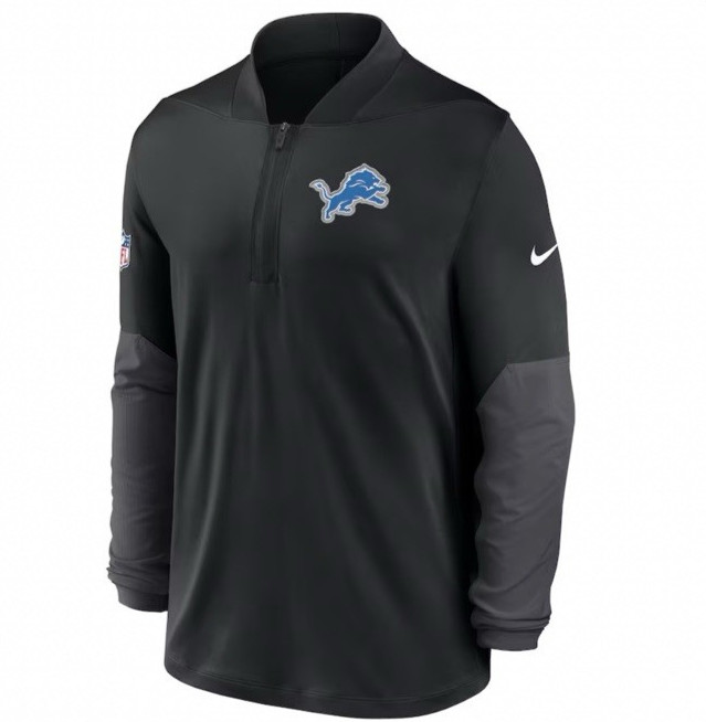 Detroit Lions Nike 2025 Sideline Dri-FIT Half-Zip Pullover - Black
