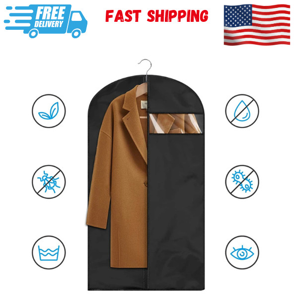 Suit & Garment bag Dress Cover/ Storage/ Travel Bag dust proof Breathable Black