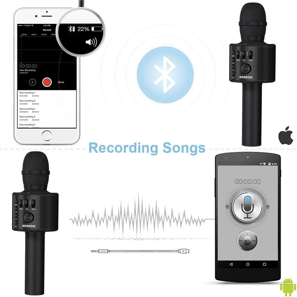 Compact Wireless Karaoke Microphone with Bluetooth & USB - Perfect for All Ages