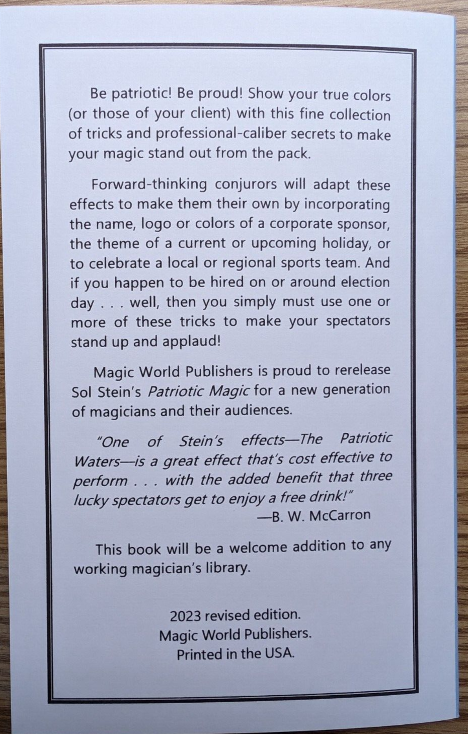 Patriotic Magic by Solomon Stein