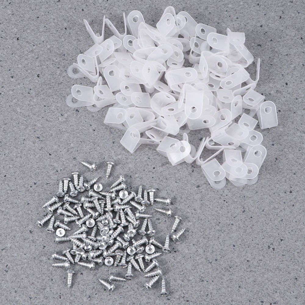 100 Pcs Nylon Plastic R-type Cable Clips Small Wire Clamp Holder