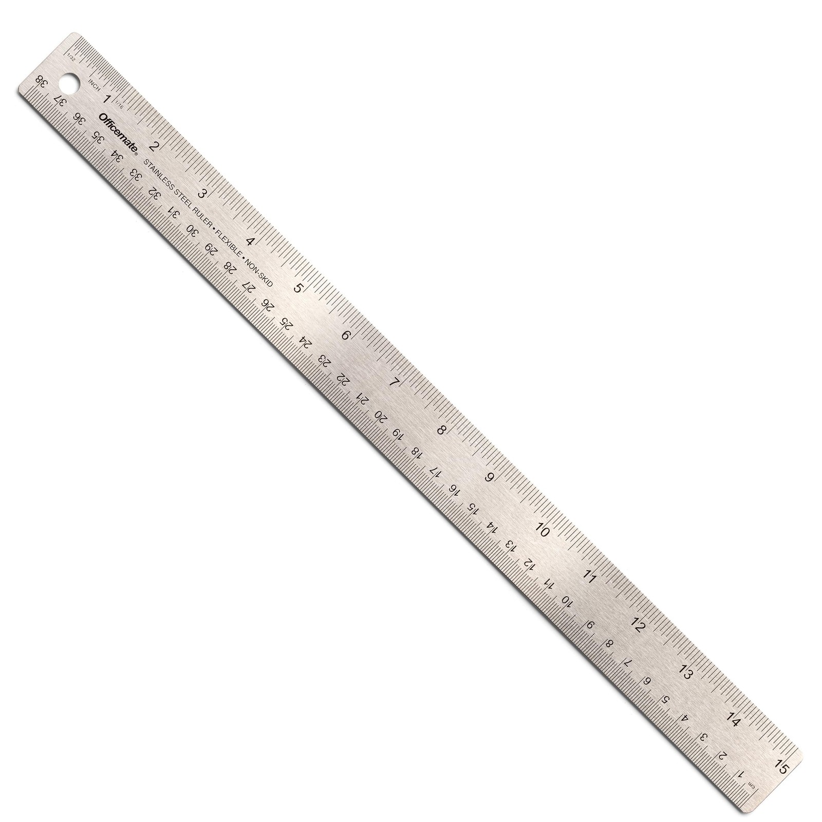 Officemate Classic Stainless Steel Metal Ruler, 15" L x 1.25", Single, Silver
