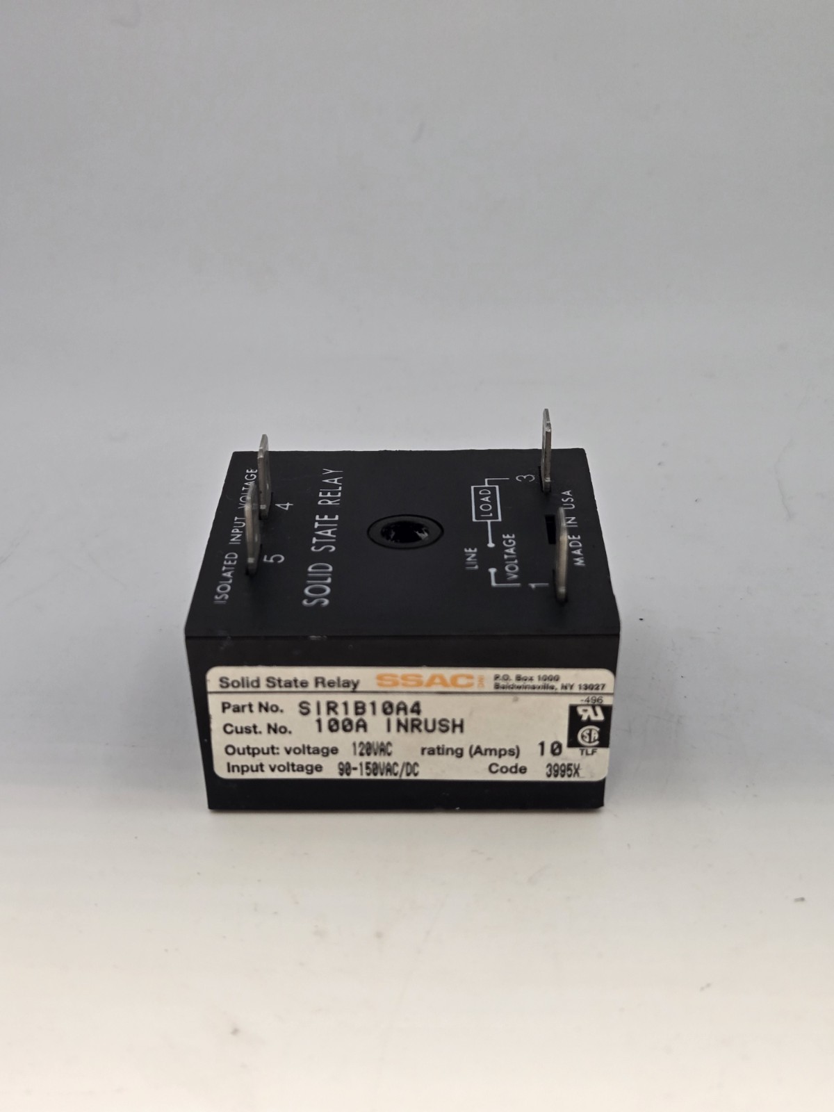 SSAC SIR1B10A4 Solid State Relay 120VAC 10A NEW