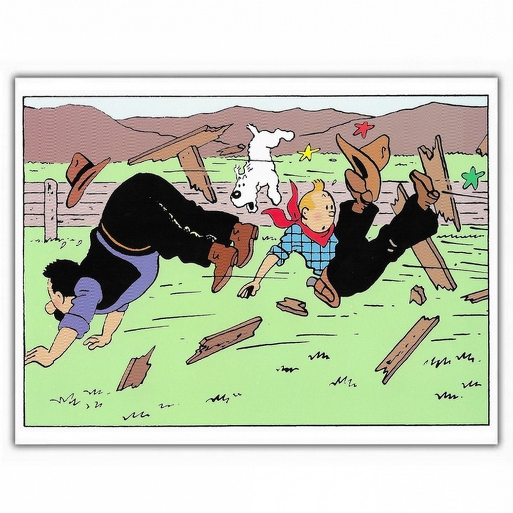 Moulinsart Tintin Double Postcard, Cowboy (17.5x12.5cm)