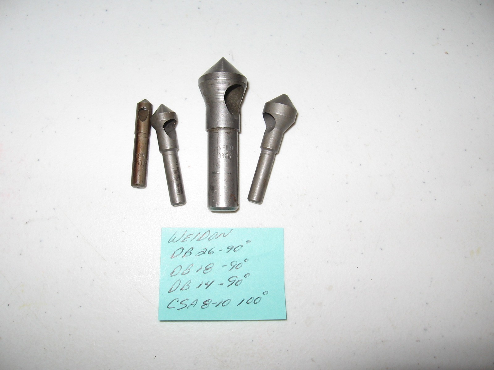 NEW  Lot of 4 Weldon DB26-90 & DB18-90 & DB14-90 & CSA8-100 degree's NOS