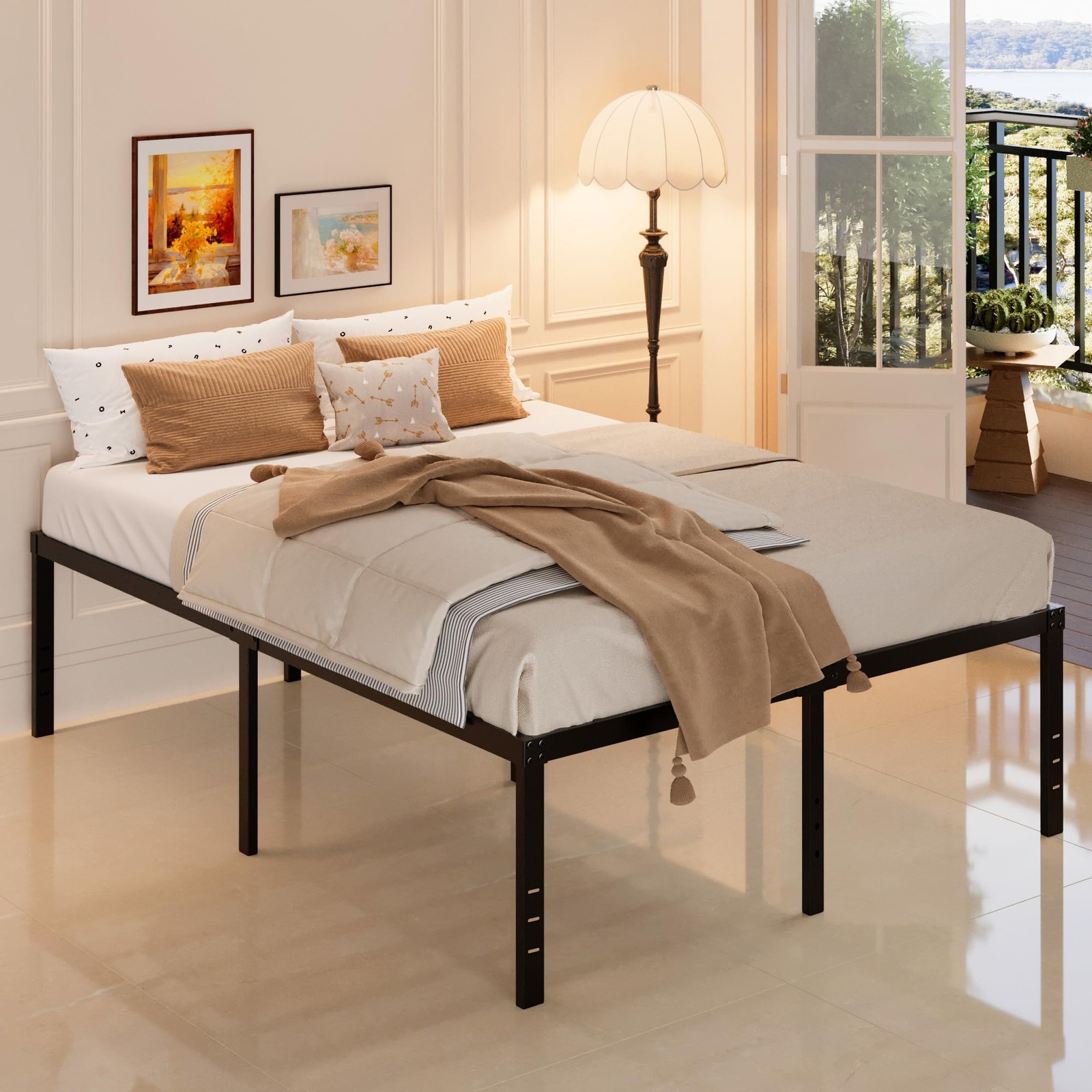 20 Inch Queen Bed Frame, Heavy Duty Metal Platform, No Box Spring Needed