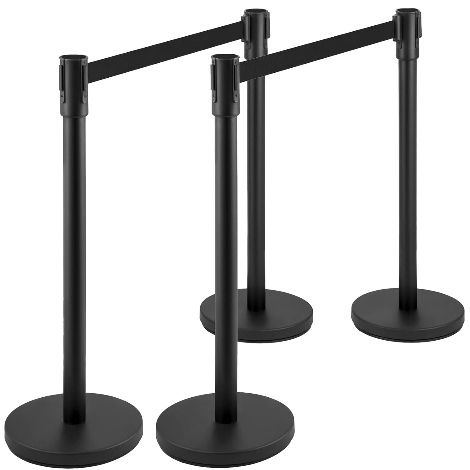 2/4/6 PCS Stanchion Post Crowd Control Retractable Belts Sand Injection Base